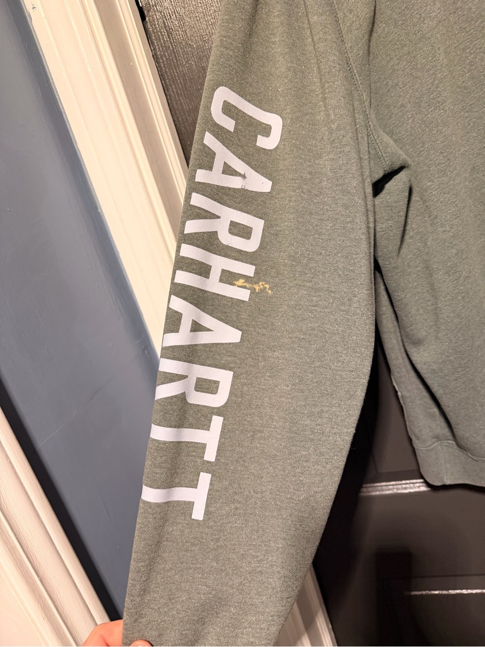 Carhartt Sage Green Pullover Hoodie with Sherpa-Lined Hood - Picture 3 of 3